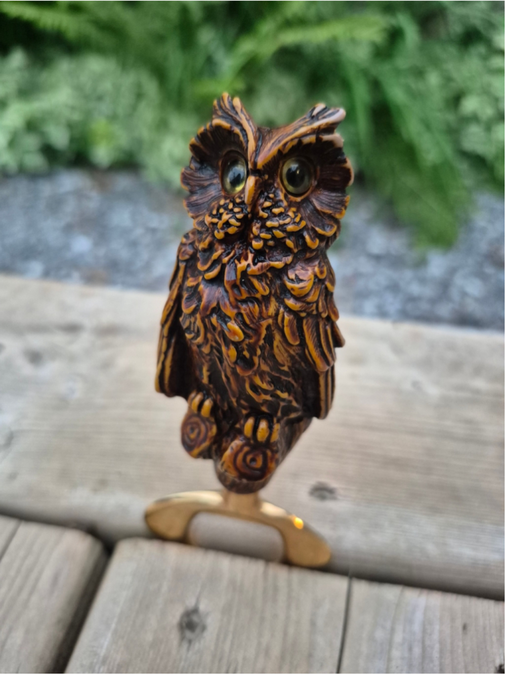 Vintage 1970s Owl Bottle Opener - MCM Faux Wood Resin Kitsch Barware